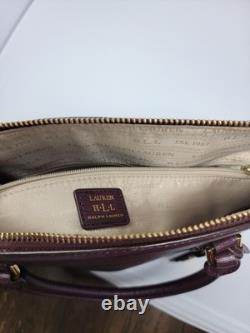 Lauren Ralph Lauren Leather Double Zip Satchel Bag Burgundy