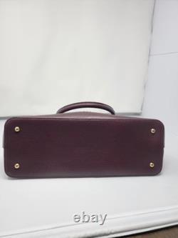 Lauren Ralph Lauren Leather Double Zip Satchel Bag Burgundy