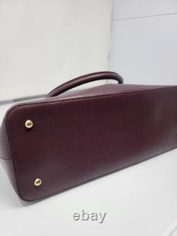 Lauren Ralph Lauren Leather Double Zip Satchel Bag Burgundy