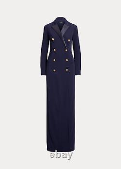 Lauren Ralph Lauren NAVY Women's Stretch Jersey Tuxedo Gown, US 16