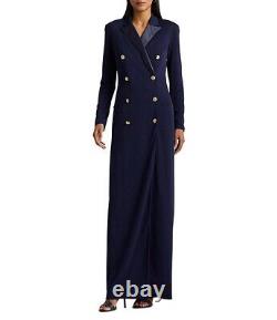 Lauren Ralph Lauren NAVY Women's Stretch Jersey Tuxedo Gown, US 16