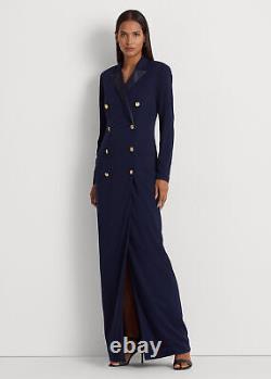 Lauren Ralph Lauren NAVY Women's Stretch Jersey Tuxedo Gown, US 16