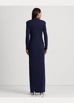 Lauren Ralph Lauren NAVY Women's Stretch Jersey Tuxedo Gown, US 16