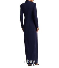 Lauren Ralph Lauren NAVY Women's Stretch Jersey Tuxedo Gown, US 16