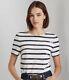 Lauren Ralph Lauren Nwt Striped Sequined Short Sleeve Top $195