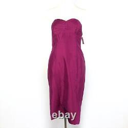 Lauren Ralph Lauren Pinkish Purple Strapless Pleated Bust Silk Dress Sz 2 New
