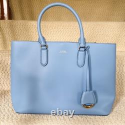 Lauren Ralph Lauren Powder Blue Dryden Marcy Leather Tote NWOT