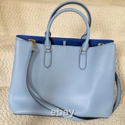 Lauren Ralph Lauren Powder Blue Dryden Marcy Leather Tote NWOT