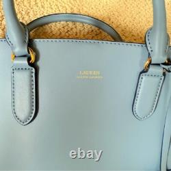Lauren Ralph Lauren Powder Blue Dryden Marcy Leather Tote NWOT