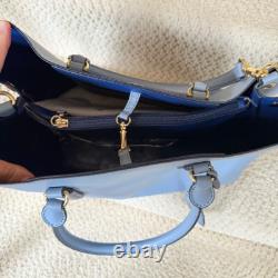 Lauren Ralph Lauren Powder Blue Dryden Marcy Leather Tote NWOT