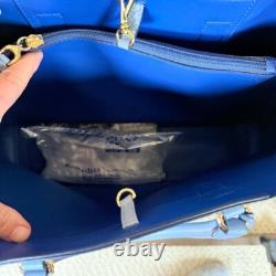 Lauren Ralph Lauren Powder Blue Dryden Marcy Leather Tote NWOT
