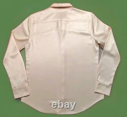 Lauren Ralph Lauren Satin Shirt Medium Beige Button Cuff Blouse NWT MSRP $125