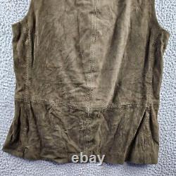 Lauren Ralph Lauren Sleeveless Goat Suede Blouse Women's 8 Dark Olive Back Zip