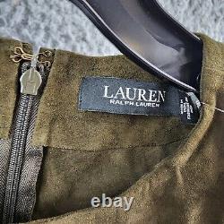 Lauren Ralph Lauren Sleeveless Goat Suede Blouse Women's 8 Dark Olive Back Zip