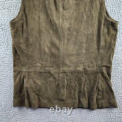 Lauren Ralph Lauren Sleeveless Goat Suede Blouse Women's 8 Dark Olive Back Zip