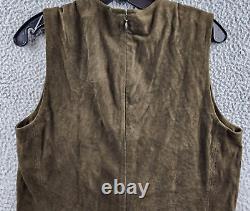 Lauren Ralph Lauren Sleeveless Goat Suede Blouse Women's 8 Dark Olive Back Zip