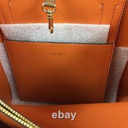 Lauren Ralph Lauren Smooth Leather Large Marcy Satchel Lauren Tan Orange New