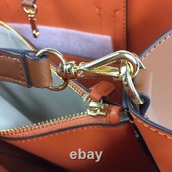 Lauren Ralph Lauren Smooth Leather Large Marcy Satchel Lauren Tan Orange New