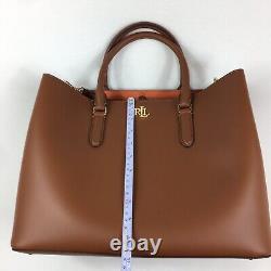 Lauren Ralph Lauren Smooth Leather Large Marcy Satchel Lauren Tan Orange New