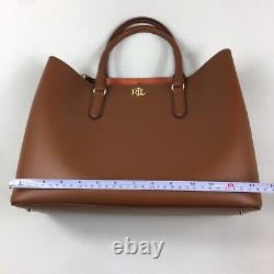 Lauren Ralph Lauren Smooth Leather Large Marcy Satchel Lauren Tan Orange New