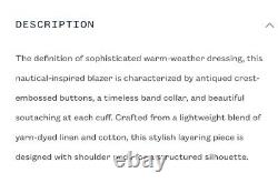 Lauren Ralph Lauren Striped Linen Blend Blazer in Cream Blue Size 16 NWT $295