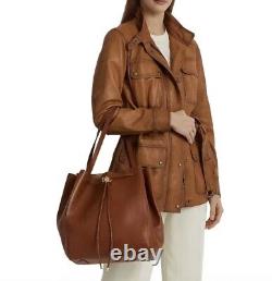 Lauren Ralph Lauren Tan Leather Andie Drawstring Tote NWT $395 Retail Price New