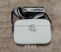 Lauren Ralph Lauren White/Cream Leather Crossbody Shoulder Bag Women's New
