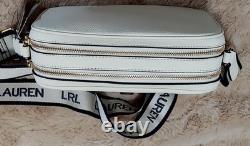 Lauren Ralph Lauren White/Cream Leather Crossbody Shoulder Bag Women's New