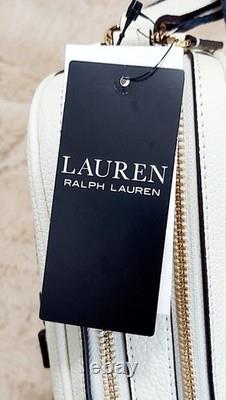 Lauren Ralph Lauren White/Cream Leather Crossbody Shoulder Bag Women's New
