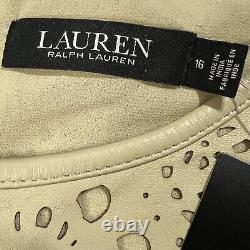 Lauren Ralph Lauren Women's 100% Lamb Leather Blouse Laser Cutout Size 16 NWT
