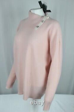 Lauren Ralph Lauren Women's Cashmere Sweater Buttoned Turtleneck Pink Cream $295