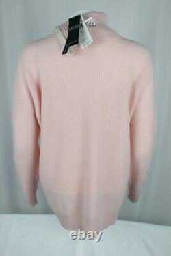 Lauren Ralph Lauren Women's Cashmere Sweater Buttoned Turtleneck Pink Cream $295