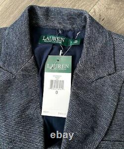 Lauren Ralph Lauren Women's Denim Twill Double Breasted Blazer Jacket Size 0 NEW