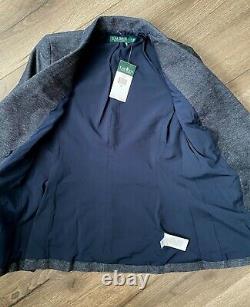 Lauren Ralph Lauren Women's Denim Twill Double Breasted Blazer Jacket Size 0 NEW