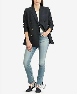 Lauren Ralph Lauren Women's Denim Twill Double Breasted Blazer Jacket Size 0 NEW