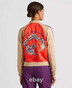 Lauren Ralph Lauren Women's Embroidered Dragon Satin Bomber Jacket Size 1X (New)