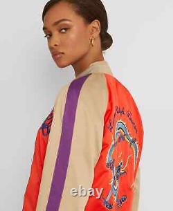 Lauren Ralph Lauren Women's Embroidered Dragon Satin Bomber Jacket Size 1X (New)