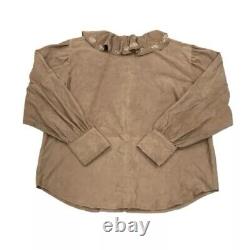 Lauren Ralph Lauren Women's Tan Ruffle Suede Blouse Size XL