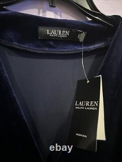 Lauren Ralph Lauren Women's Velvet Blouse Top Navy 1X Nwt