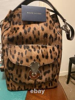Lauren Ralph Lauren Womens Shoulder Tote Bag Leopard Print NEW