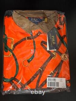 Limited Polo Ralph Lauren Equestrian Men's Bridle Print Rugby Orange L Large