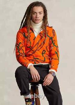 Limited Polo Ralph Lauren Equestrian Men's Bridle Print Rugby Orange L Large