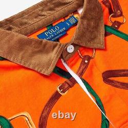 Limited Polo Ralph Lauren Equestrian Men's Bridle Print Rugby Orange L Large