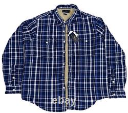 Men's Polo Ralph Lauren Blue PLAID SHERPA LINED Overshirt Work Shirt size SMALL