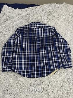 Men's Polo Ralph Lauren Blue PLAID SHERPA LINED Overshirt Work Shirt size SMALL