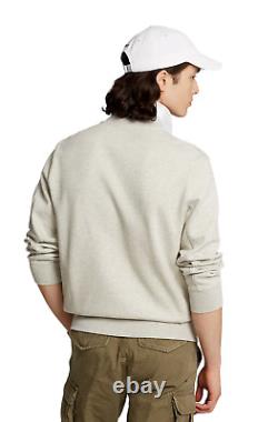 Men's Polo Ralph Lauren Grey Heather Double Knit Fleece Tech Bomber Jacket New