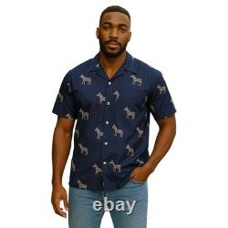 Men's Polo Ralph Lauren Vintage Navy Bromley Silk Zebra Print Camp Shirt New