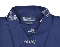 Men's Polo Ralph Lauren Vintage Navy Bromley Silk Zebra Print Camp Shirt New