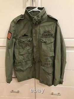 Mens Ralph Lauren Polo USA American Military Field Jacket Olive Green Medium