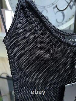 NEW $1298 RALPH LAUREN BLACK LABEL women's knit tank cmi top leather straps sz M